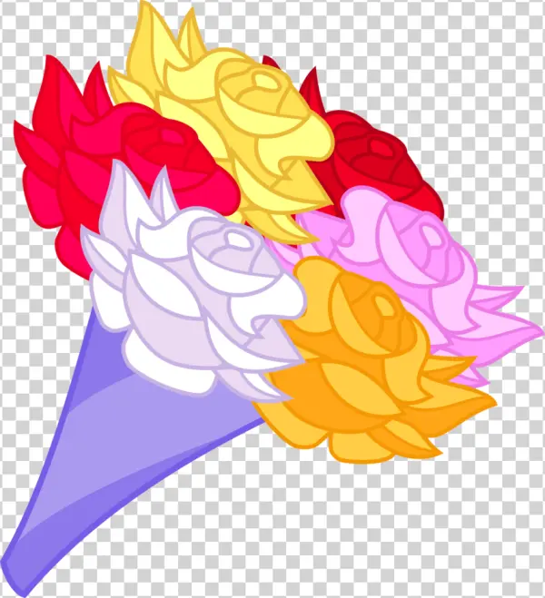 Colorful Rose Bouquet Cartoon PNG Transparent Background