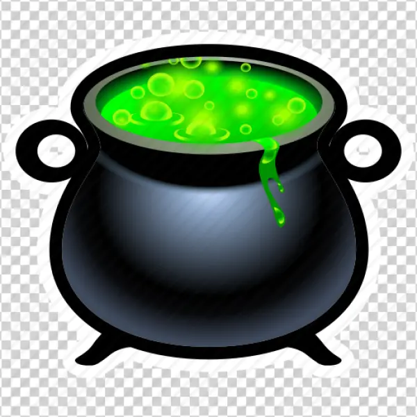 Cauldron with Green Bubbling Potion PNG