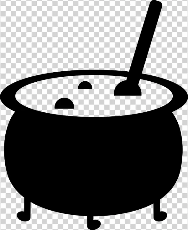 Cauldron with Stirrer and Bubbles PNG Transparent