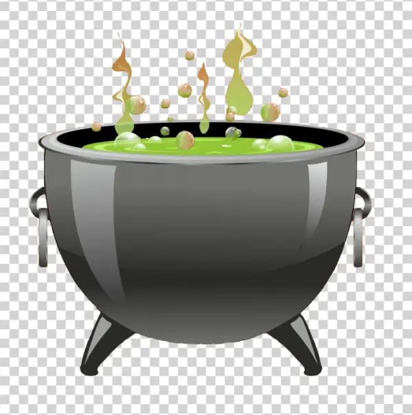 Witch's Cauldron with Bubbling Green Potion PNG