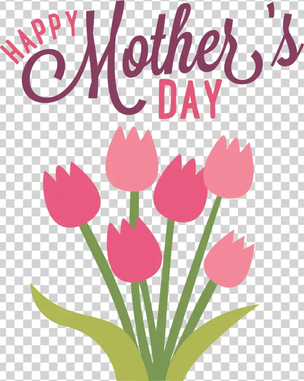 Happy Mother's Day Tulips Bouquet PNG Transparent