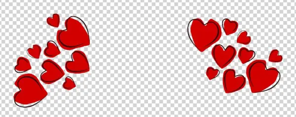 Red Hand-Drawn Hearts PNG Transparent Background