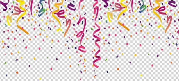 Colorful Falling Confetti and Streamers PNG