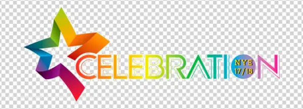 Colorful Celebration Logo with Star Graphic PNG