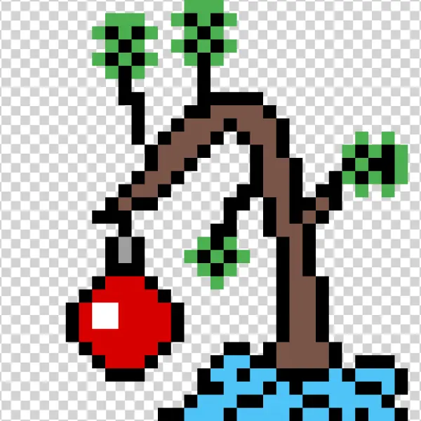 Pixel Art Apple Tree PNG Transparent Background