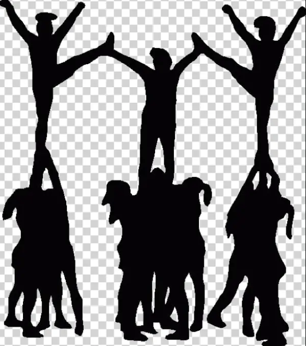 Cheerleader Pyramid Silhouettes PNG Transparent Background