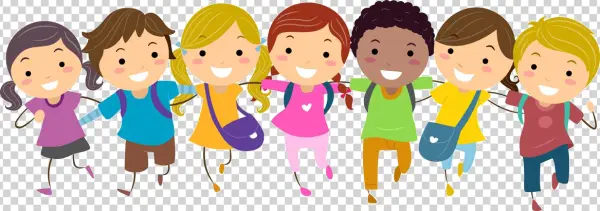 Diverse Group of Children Holding Hands PNG
