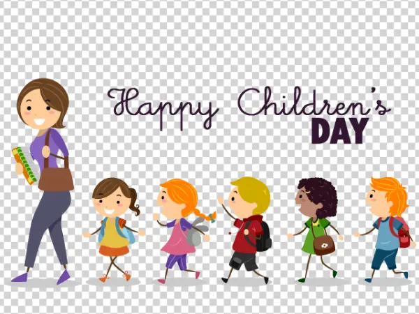 Happy Children's Day Teacher & Students PNG Transparent