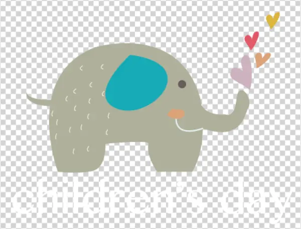 Cute Elephant Blowing Hearts for Children's Day PNG
