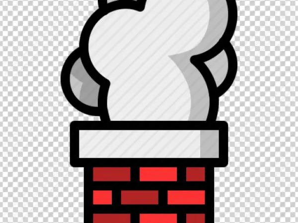 Red Brick Chimney with Smoke Icon PNG