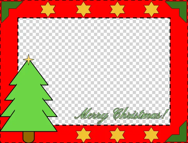 Christmas Frame with Tree and Stars PNG