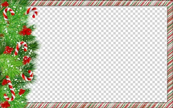 Festive Christmas Frame with Candy Canes PNG