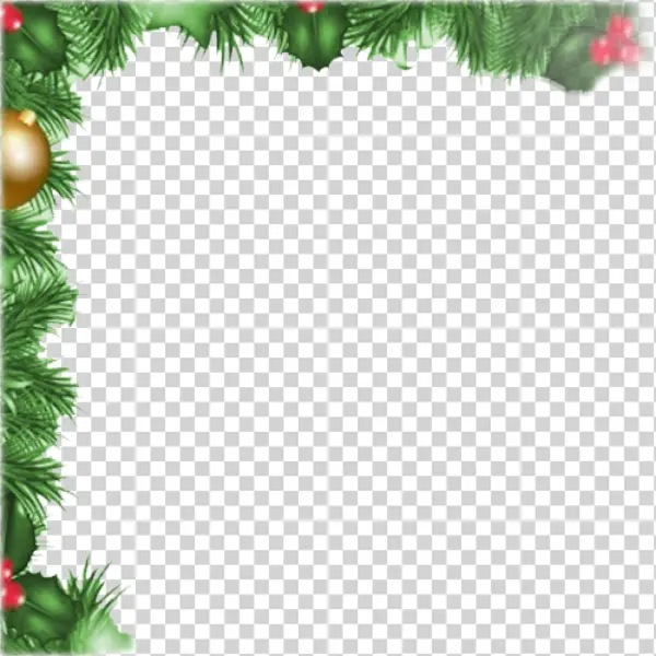 Christmas Pine and Holly Corner Frame PNG