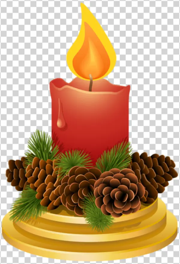 Festive Red Christmas Candle PNG Transparent Background