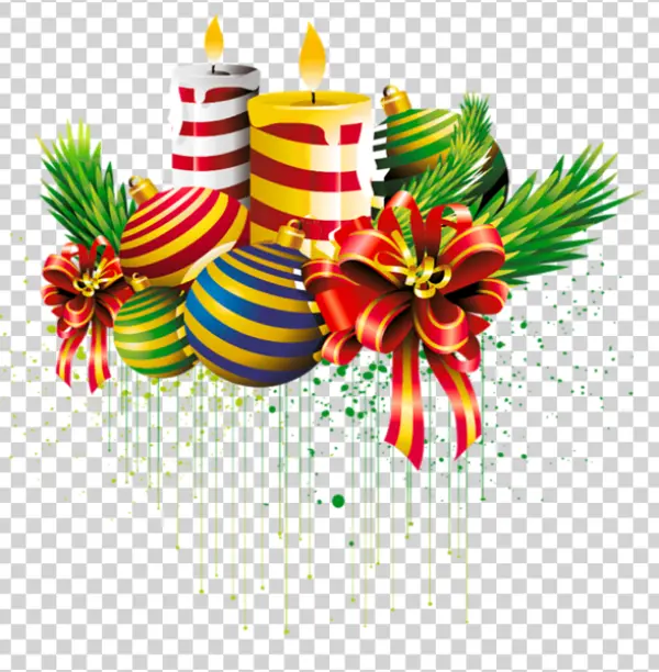 Christmas Candles and Ornaments PNG Transparent Background