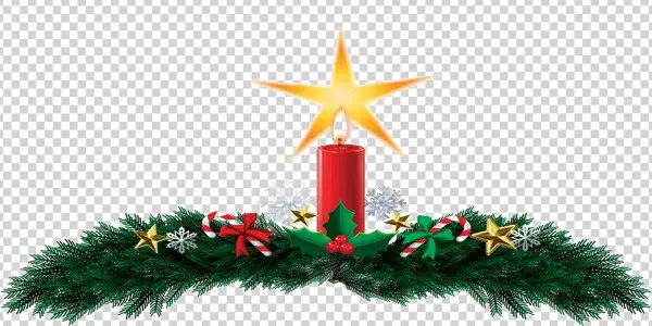 Christmas Garland with Candle and Star PNG