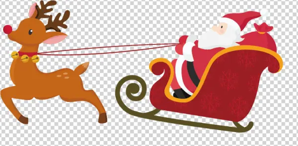 Santa and Reindeer Sleigh Christmas PNG