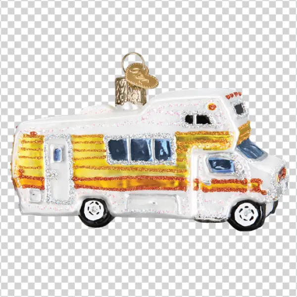 Sparkly RV Camper Christmas Ornament PNG