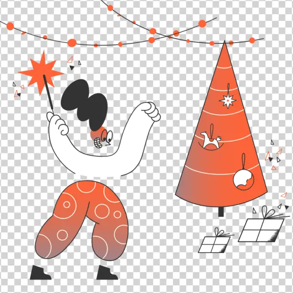 Whimsical Christmas Character Celebrating PNG