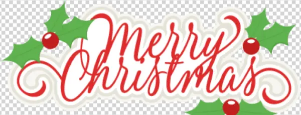 Merry Christmas Text with Holly PNG Transparent