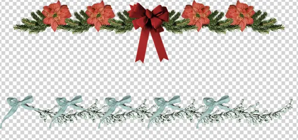 Festive Christmas and Decorative Ribbon Borders PNG