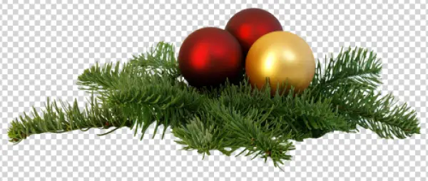 Christmas Ornaments and Pine Branches PNG Transparent