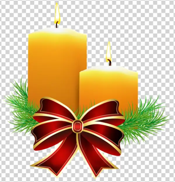 Christmas Candles with Red Bow PNG Transparent Background