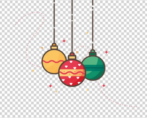 Three Christmas Ornaments Flat Design PNG Transparent