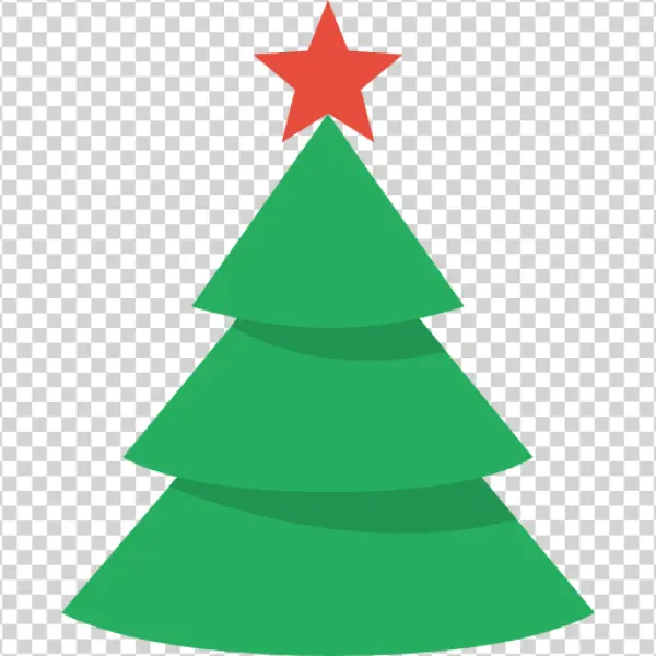 Christmas Tree with Red Star PNG Transparent Background