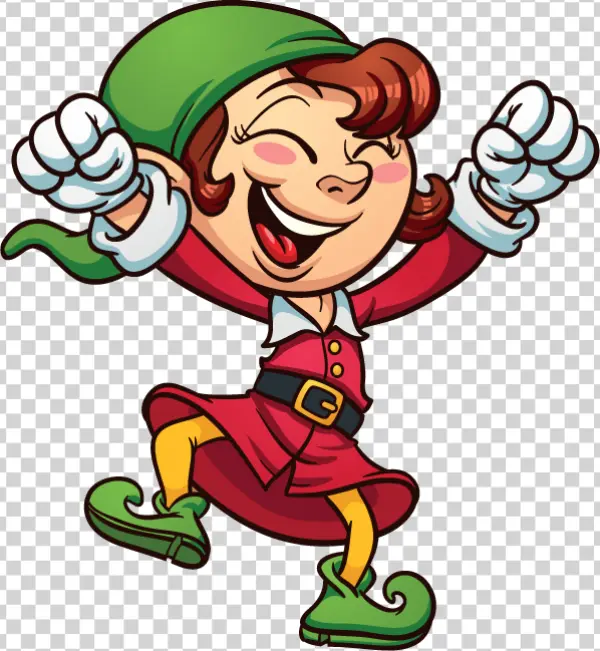 Happy Christmas Elf Cartoon PNG Transparent Background