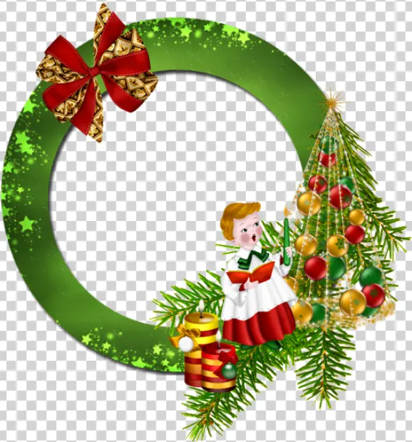 Christmas Caroling Wreath Frame PNG