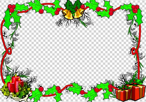 Christmas Holly Border Frame PNG Transparent
