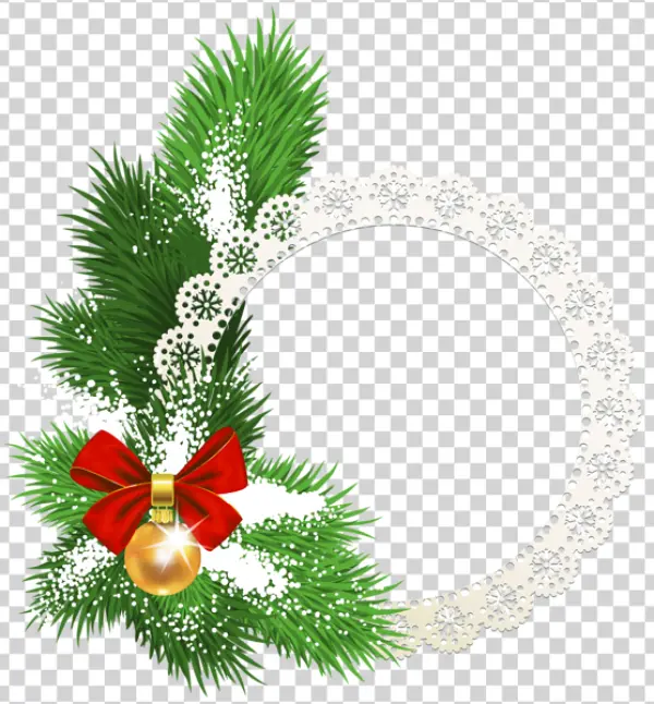 Christmas Pine Frame with Ornament PNG