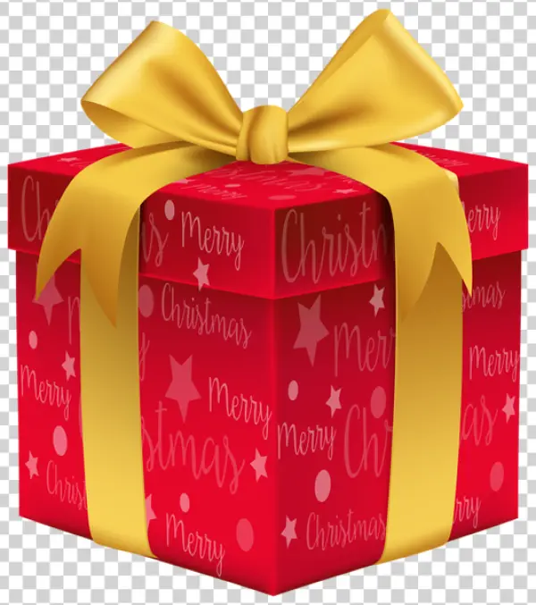 Red Christmas Gift Box with Gold Ribbon PNG