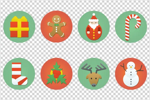 Christmas Holiday Icons Set PNG