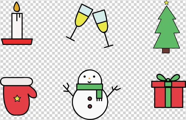 Christmas Holiday Icon Set PNG Transparent Background