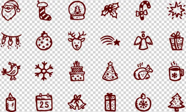 Christmas Doodle Icons PNG Set