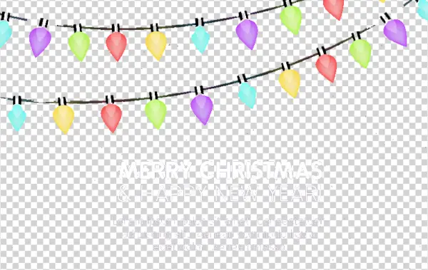 Merry Christmas and Happy New Year String Lights PNG