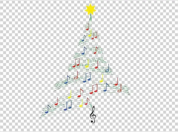 Musical Christmas Tree with Notes PNG Transparent