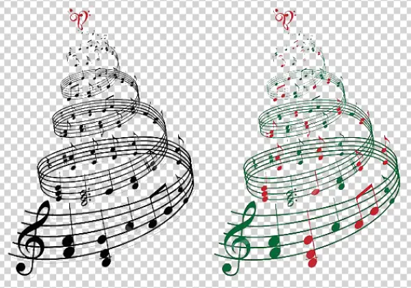 Musical Christmas Tree with Notes PNG