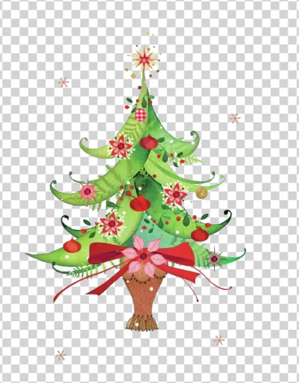 Festive Illustrated Christmas Tree PNG