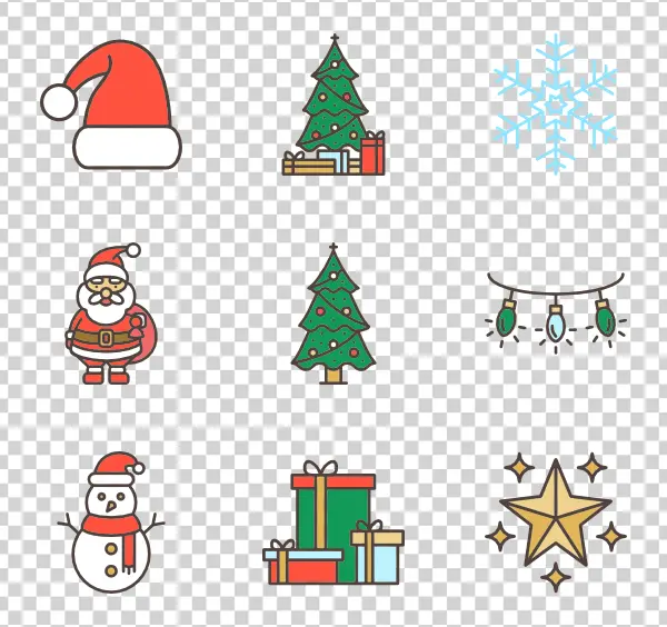 Christmas Icons Collection PNG Transparent Background