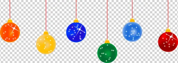Colorful Christmas Ornaments PNG Transparent Background