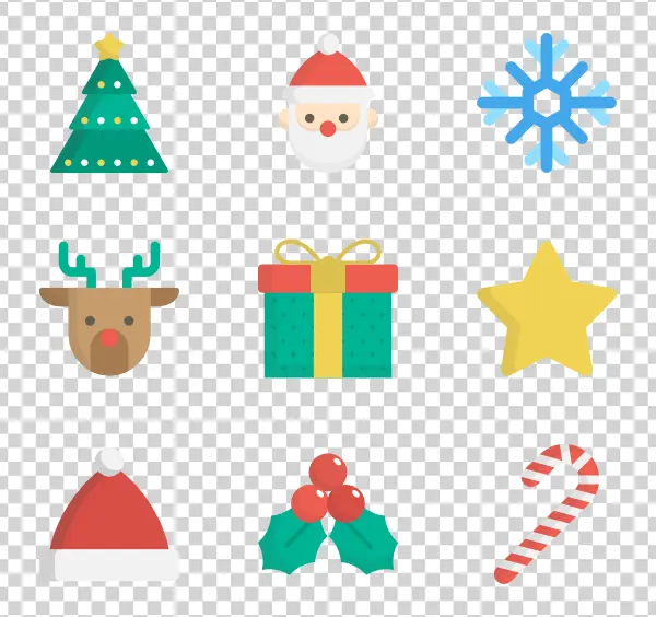 Christmas Holiday Icon Set PNG Transparent Background