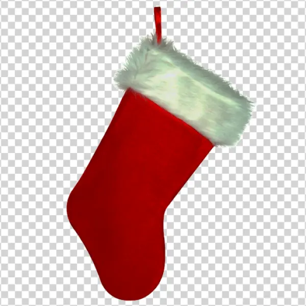 Red Christmas Stocking with White Fur PNG