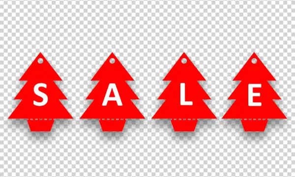 Red Christmas Tree SALE Tags PNG