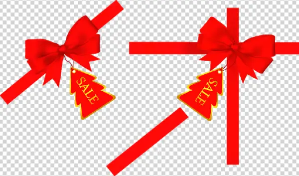 Red Ribbon Bow with Christmas Sale Tag PNG