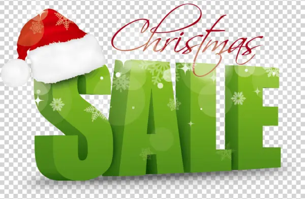 Christmas SALE Text with Santa Hat PNG
