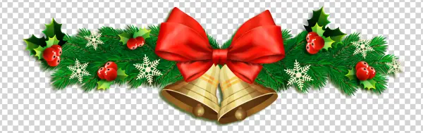 Christmas Garland with Bells and Bow PNG