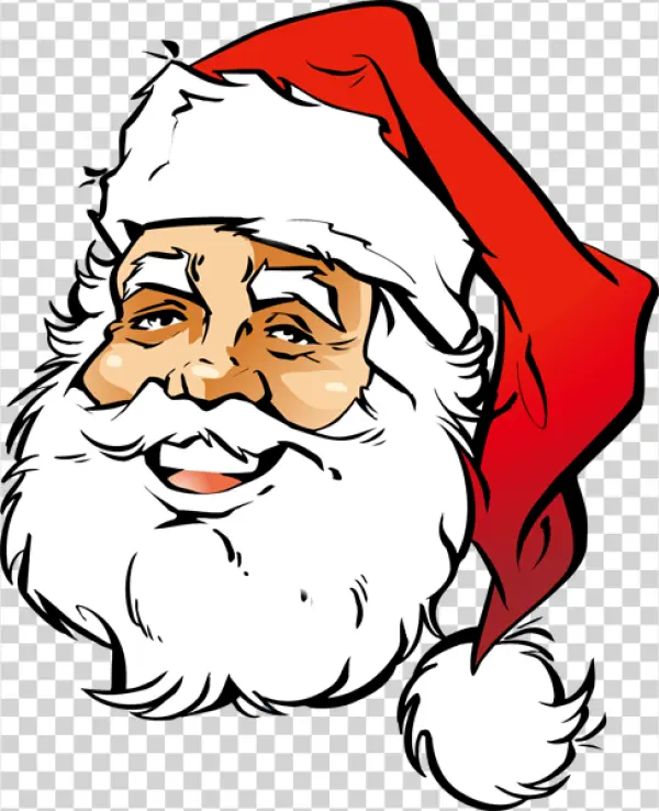 Smiling Santa Claus Face PNG Transparent Background